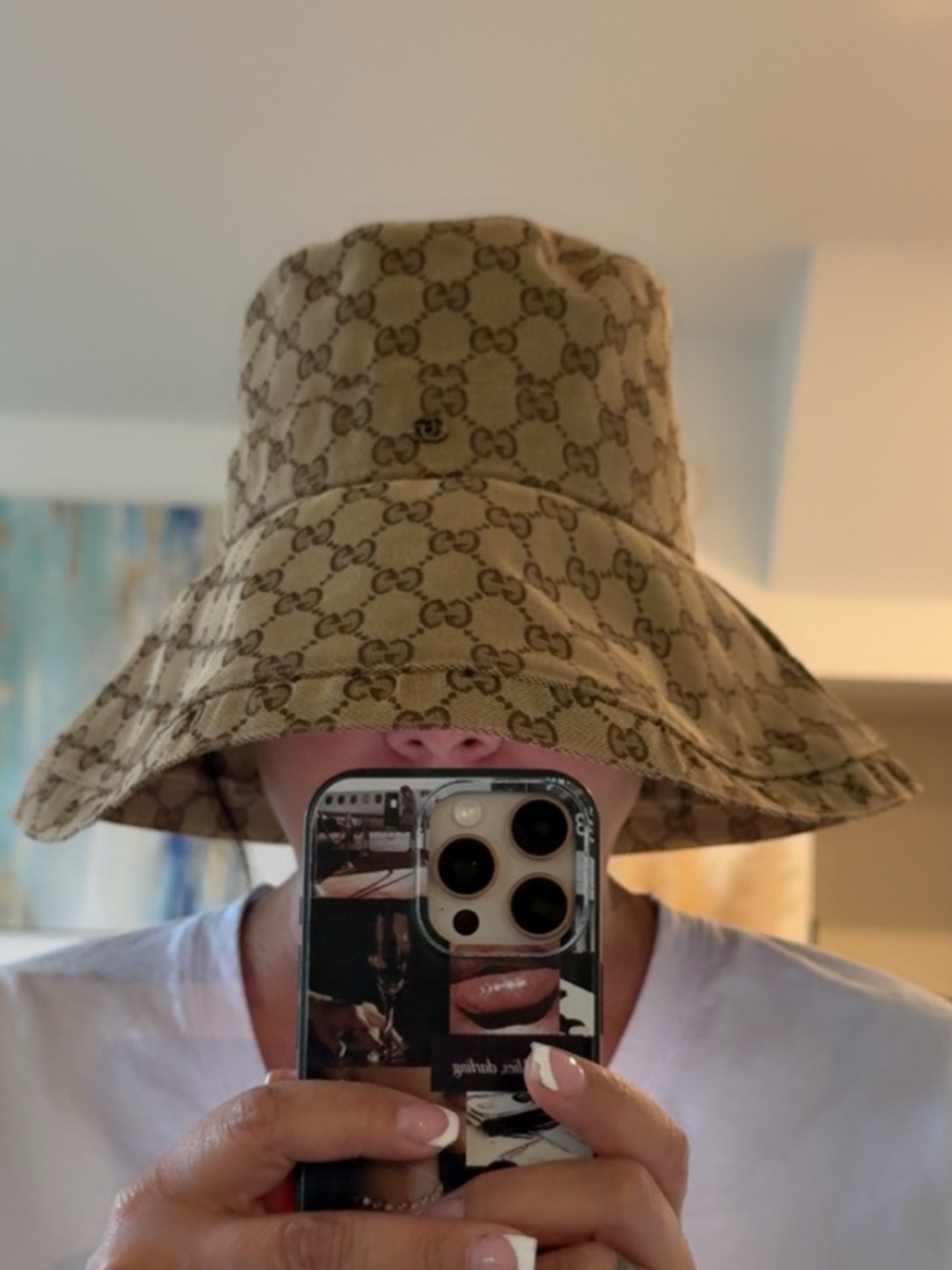 Gucci Brown GG Monogram Wide-Brim Bucket Hat